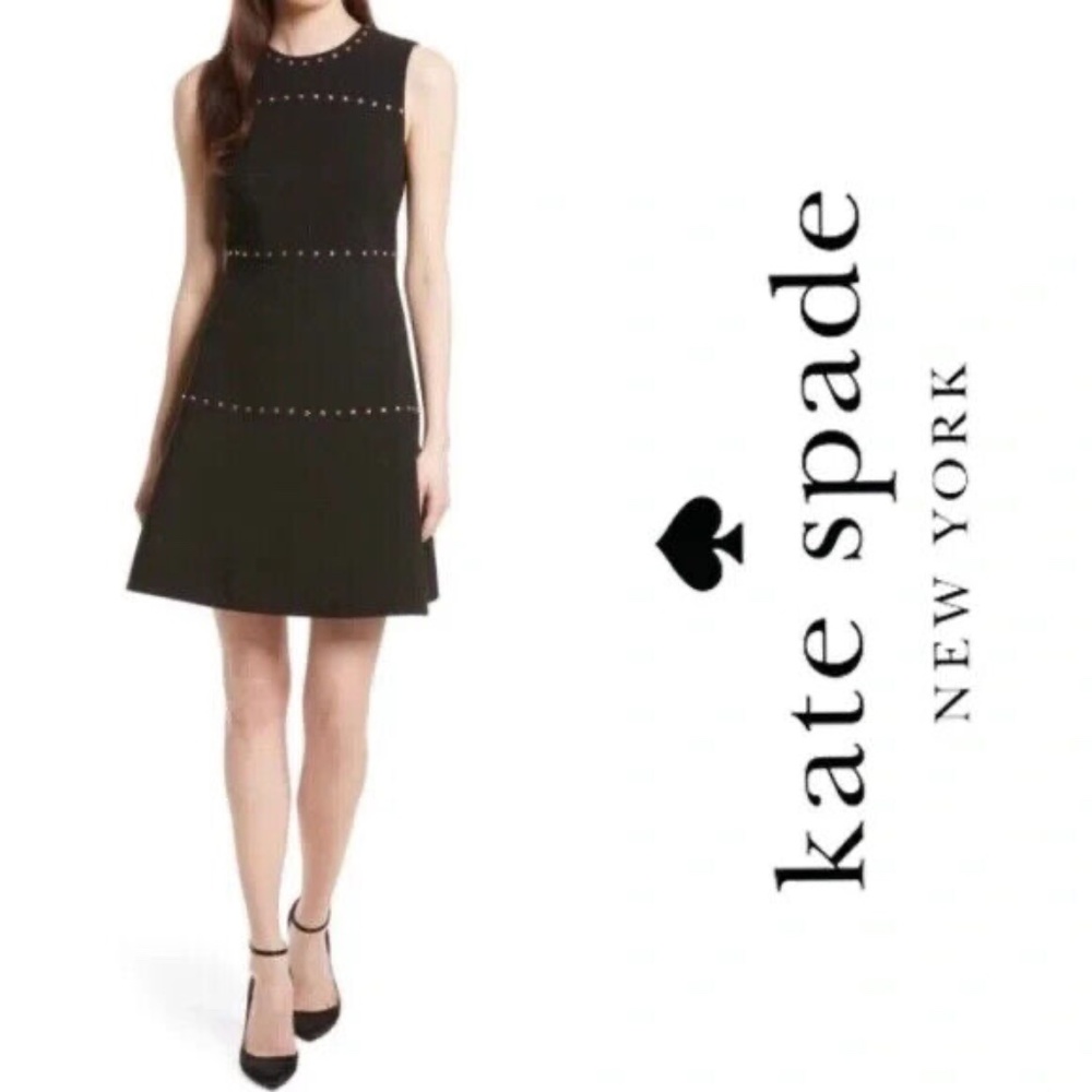 Kate Spade Black Studded Crepe Dress 0 MSRP $328